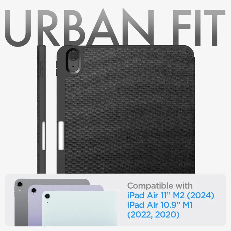 Spigen Urban Fit - Dėklas skirtas iPad Air 11" M3 (2025) / M2 (2024) / iPad Air 10.9" (5-4 karta) (2022-2020) (Juodas)