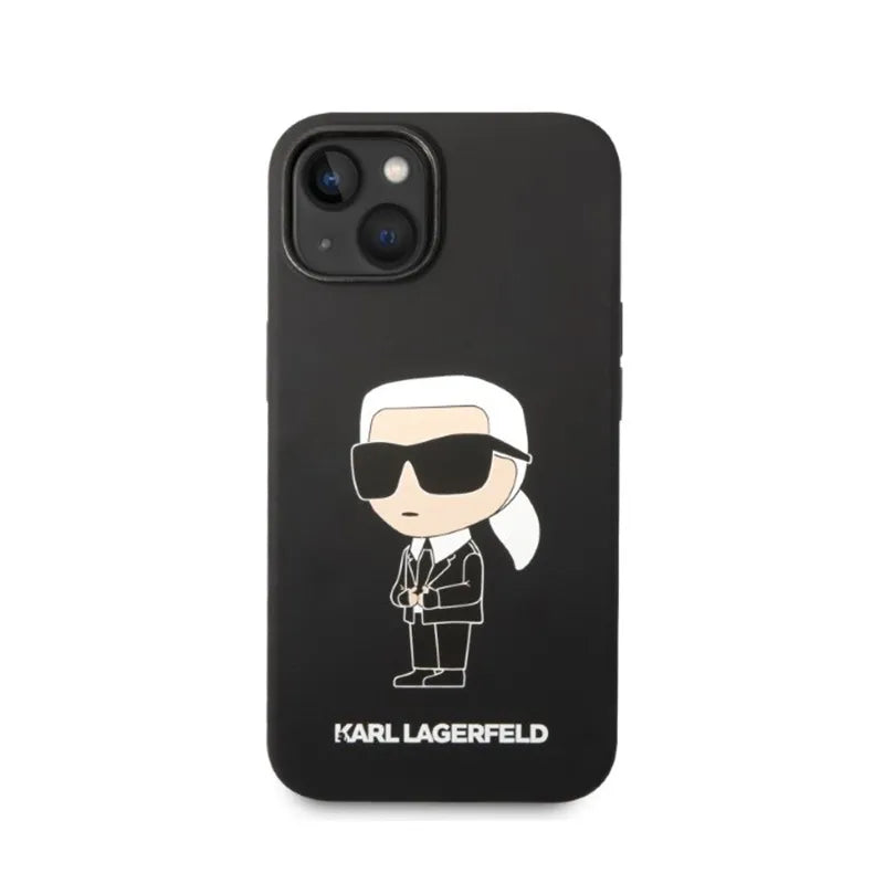 Karl Lagerfeld Silicone Ikonik MagSafe – iPhone 15 Plus / 14 Plus dėklas (juodas)