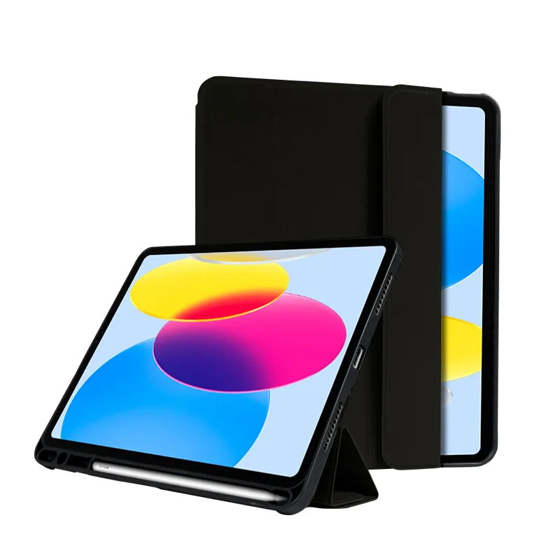 Crong FlexFolio – dėklas iPad 11" (2025) / iPad 10.9" (2022) su Apple Pencil laikikliu (juodas)