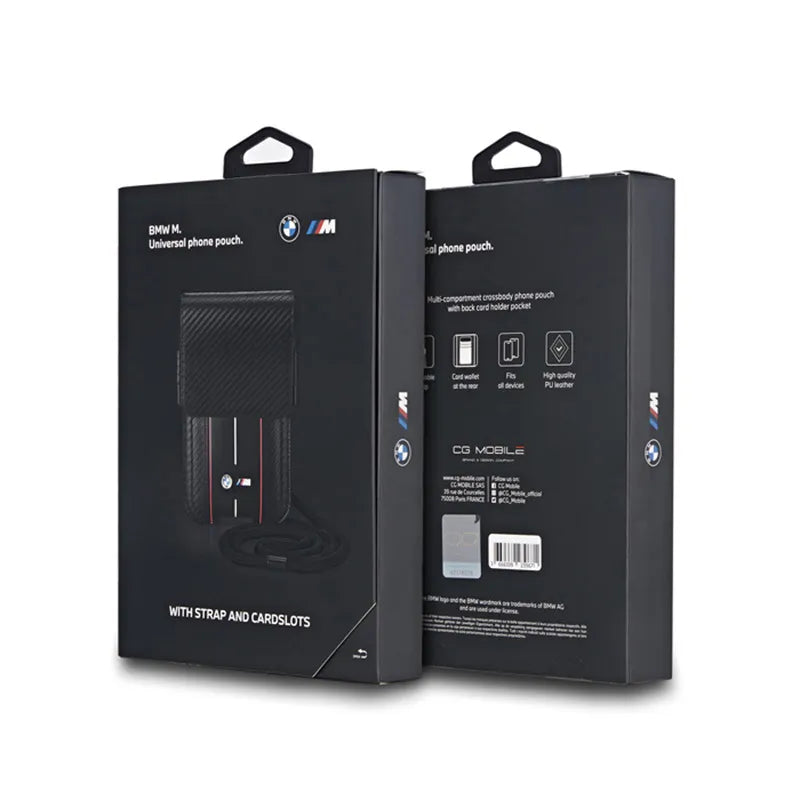 BMW Carbon Red Stripes Wallet Bag - Telefono dėklas (juodas)