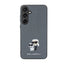 Karl Lagerfeld Saffiano Karl & Choupette Metal Pin - Samsung Galaxy S24+ dėklas (pilkas)