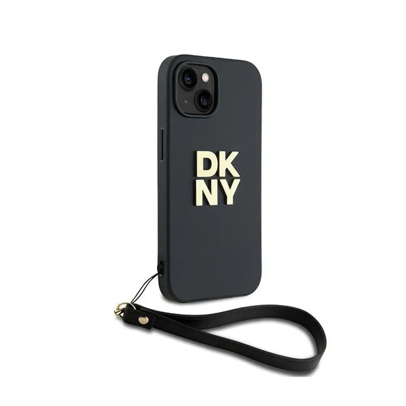 DKNY Wrist Strap Stock Logo – dėklas iPhone 15 Plus (juodas)
