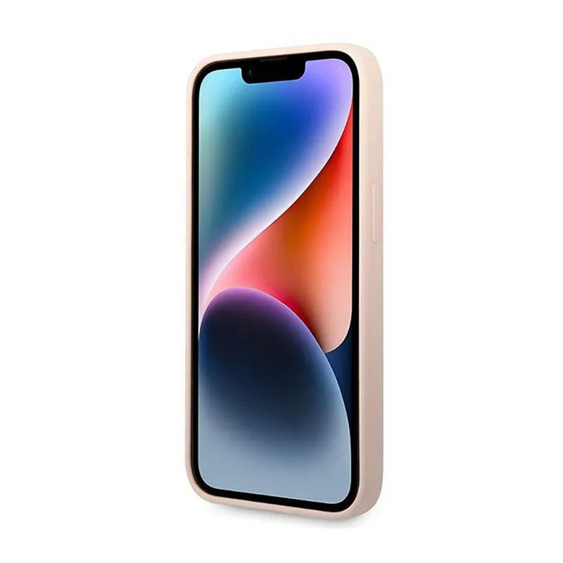 Guess Silicone Triangle Logo – dėklas iPhone 14 Plus telefonui (rožinis)