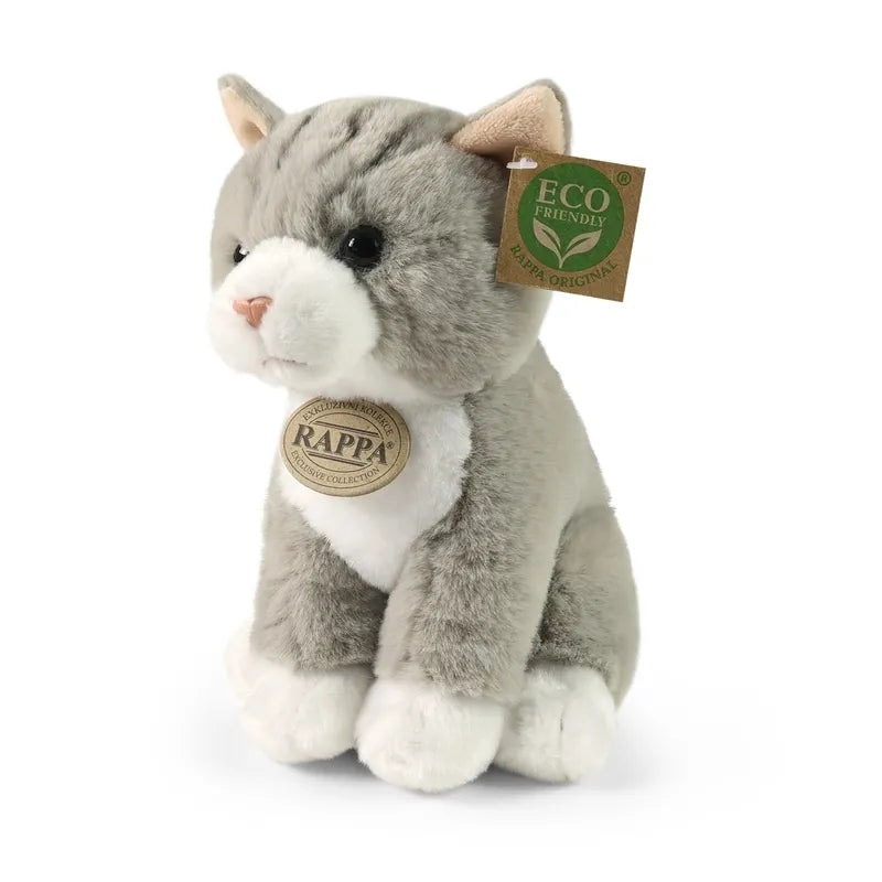 Rappa – Pliušinis tikroviškas sėdinčios pilkos katės žaislas 23 cm Eco-Friendly Soft Collection