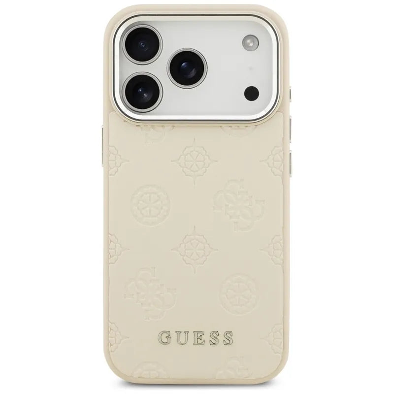 Guess Peony Hot Stamp Script MagSafe – dėklas iPhone 17 Pro (smėlio spalvos)