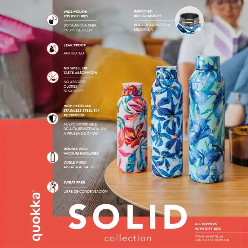 Quokka Solid – nerūdijančio plieno termo gertuvė 510 ml (Tropical Bloom)