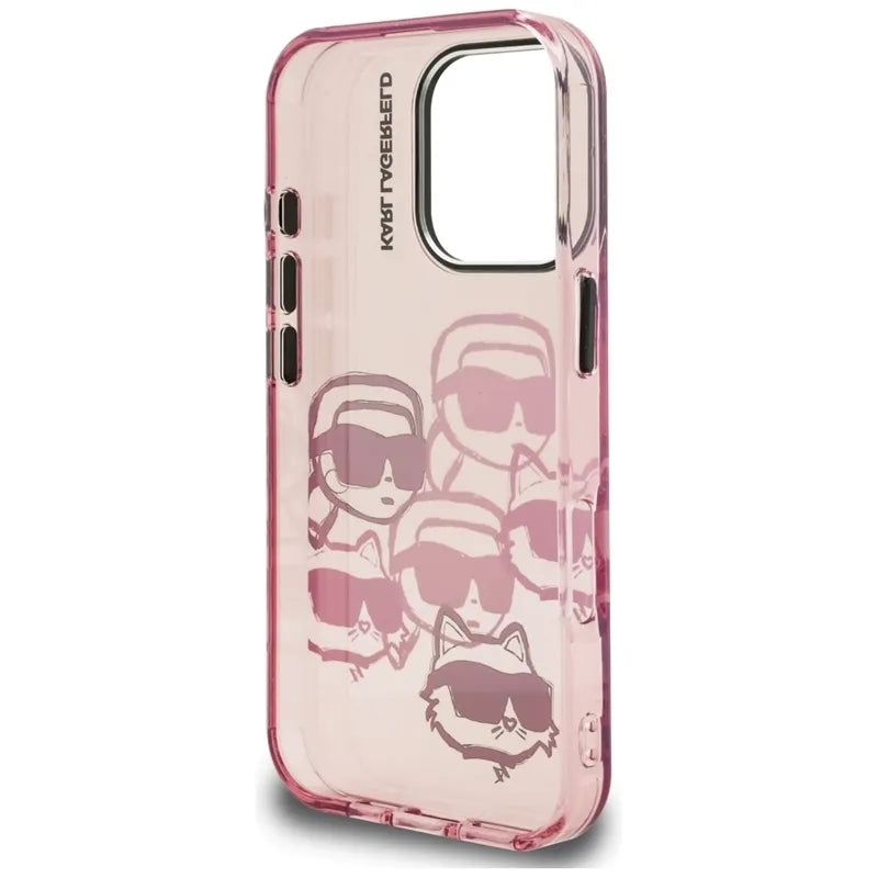Karl Lagerfeld IML Multi K&C Head Pattern - dėklas iPhone 16 Pro (rožinis)