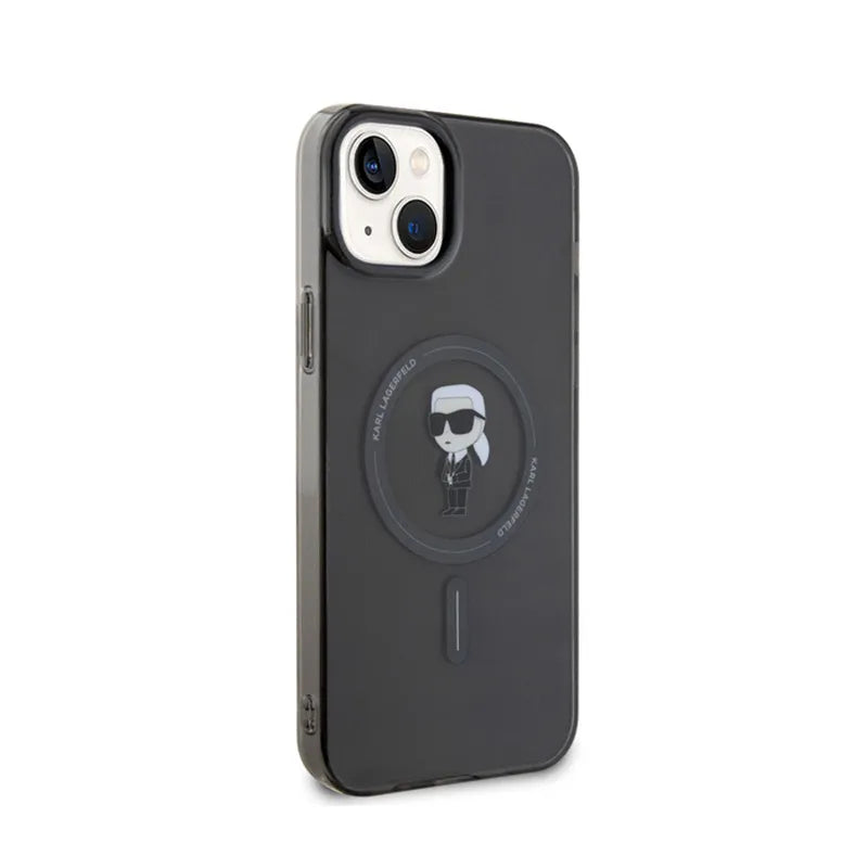 Karl Lagerfeld IML Ikonik MagSafe dėklas, skirtas iPhone 15 Plus (juodas)