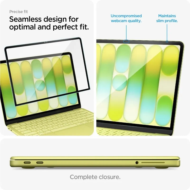 Spigen Glas.tR Slim FC – grūdintas stiklas MacBook Neo (juodas rėmelis)