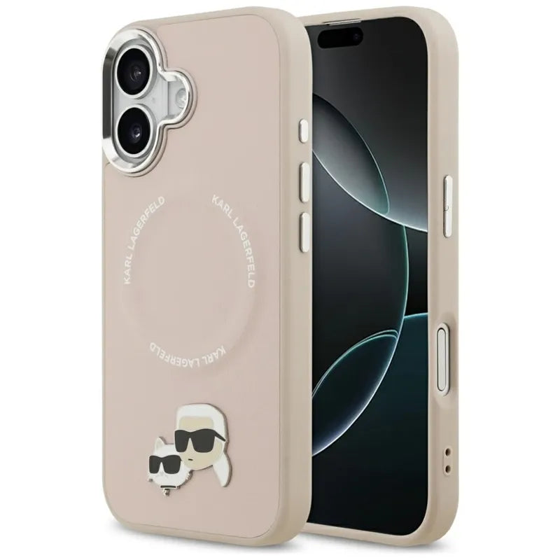 Karl Lagerfeld Karl & Choupette Pins MagSafe – dėklas iPhone 17 (rožinis)