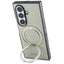 Guess Magnetic Ring Stand Grained Classic Logo MagSafe – „Samsung Galaxy Z Fold 8 Ultra“ dėklas (smėlio spalvos)