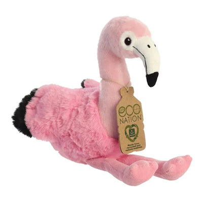 Eco Nation – Pliušinis žaislas / Jaukus sėdintis flamingas 27 cm ekologiškas