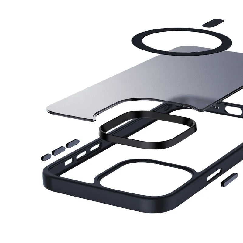 Crong Hybrid Frost MAG Cover - iPhone 15 Pro MagSafe dėklas (tamsiai mėlynas)