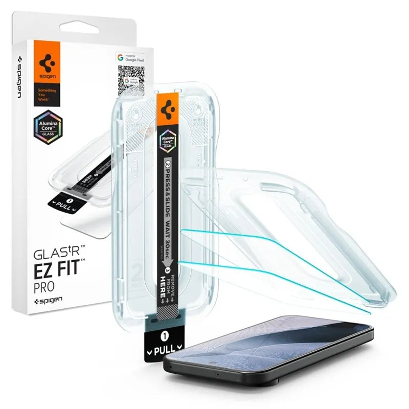Spigen Glas.tR EZ Fit Pro AC 2-Pack – grūdintas stiklas, skirtas Google Pixel 11 Pro XL (2 vnt.)