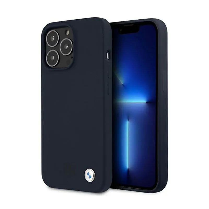 BMW Silicone Signature Logo – dėklas iPhone 13 Pro Max (tamsiai mėlynas)