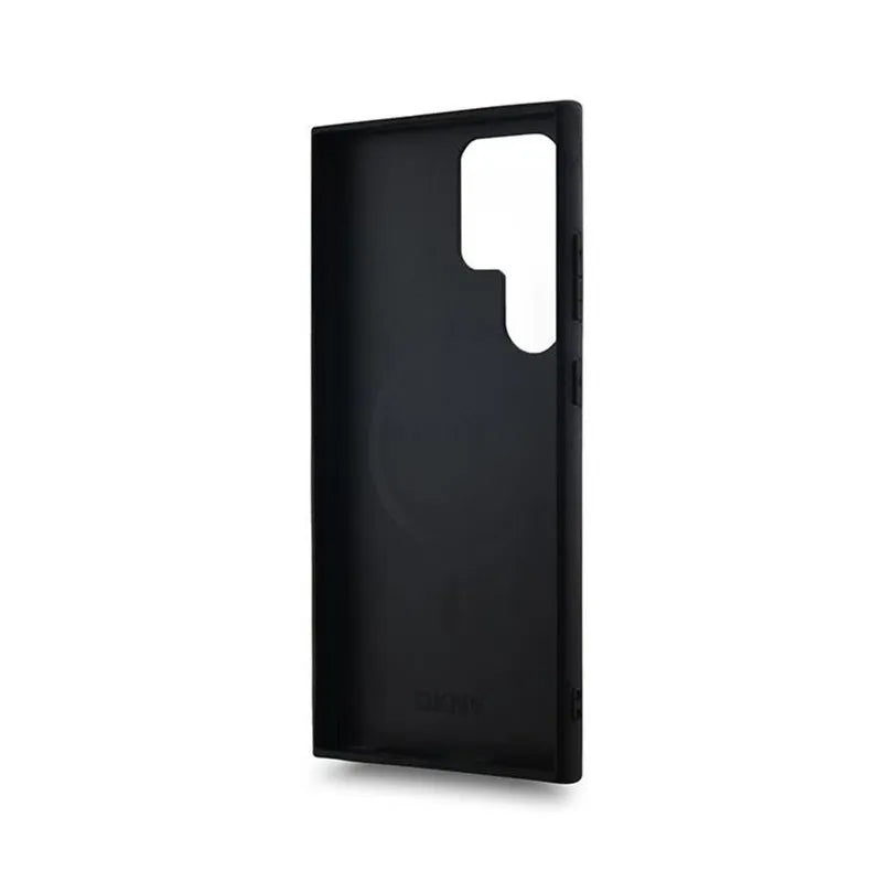 DKNY Leather Checkered Mono Pattern MagSafe - dėklas Samsung Galaxy S24 Ultra (juodas)