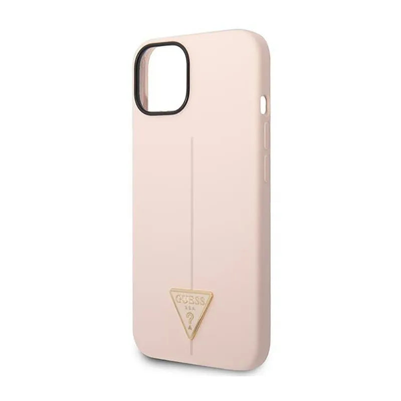 Guess Silicone Triangle Logo – dėklas iPhone 14 Plus telefonui (rožinis)