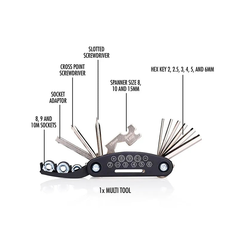 Bicycle Gear – 14 dalių dviračių įrankių rinkinys dėkle