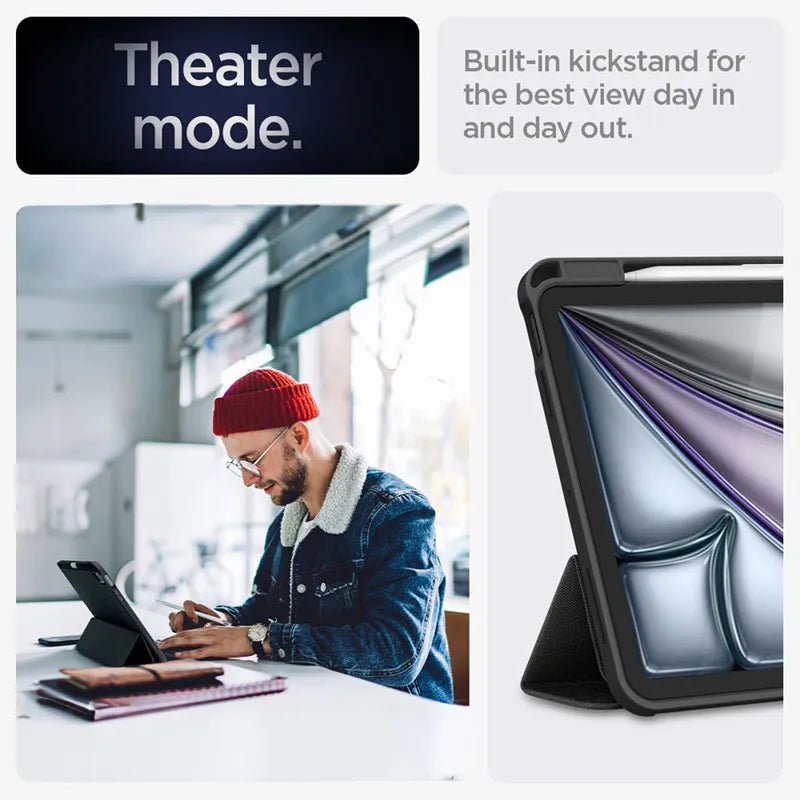 Spigen Urban Fit - Dėklas skirtas iPad Air 11" M3 (2025) / M2 (2024) / iPad Air 10.9" (5-4 karta) (2022-2020) (Juodas)