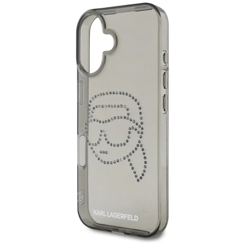 Karl Lagerfeld IML Rhinestones Karl Head - Dėklas, skirtas iPhone 16 (juodas)