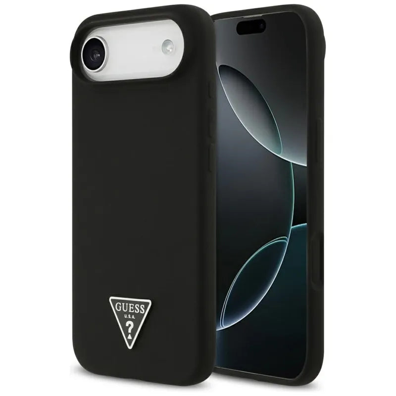 Guess Silicone Triangle Logo MagSafe – dėklas iPhone Air (juodas)