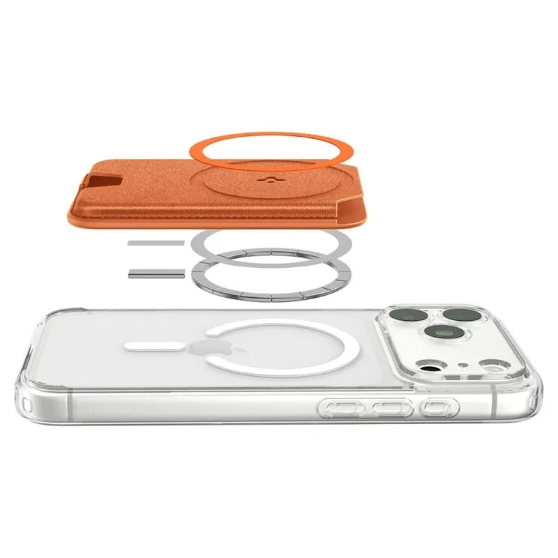 Spigen Valentinus MagFit + MagSafe – magnetinė piniginė (Metallic Orange)