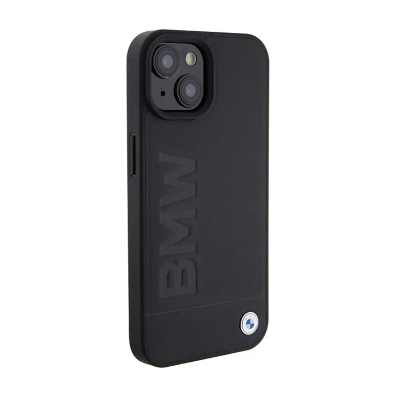 BMW Leather Hot Stamp – dėklas iPhone 15 (juodas)