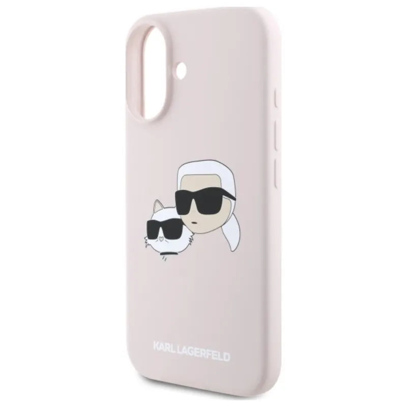 Karl Lagerfeld Silicone Double Heads Print MagSafe – Dėklas iPhone 16 (rožinis)