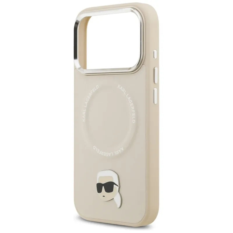 Karl Lagerfeld Karl Pin MagSafe – Dėklas iPhone 17 Pro (smėlio spalvos)