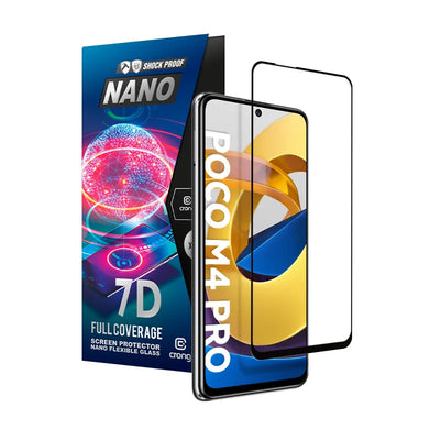 „Crong 7D Nano Flexible Glass“ – nedūžtantis 9H hibridinis stiklas visam „Xiaomi POCO M4 Pro 5G“ ekranui