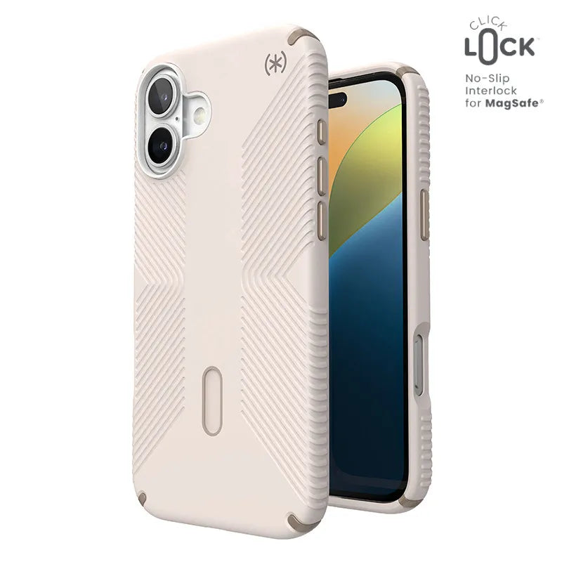 Speck Presidio2 Grip ClickLock & MagSafe - iPhone 16 Plus dėklas (Bleached Bone / Heirloom Gold / Hazel Brown)