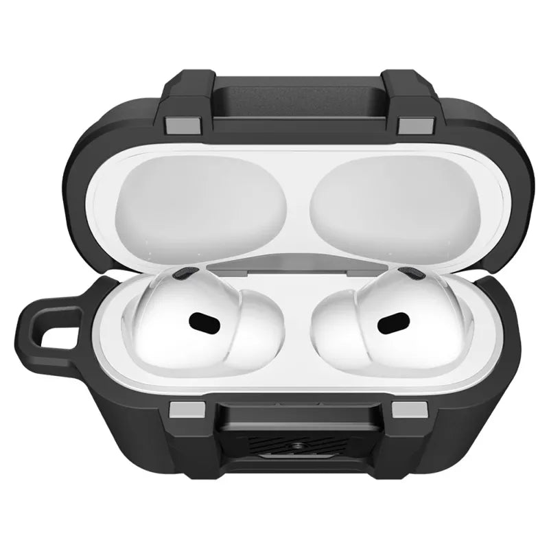 Spigen Lock Fit – šarvuotas dėklas, skirtas Apple AirPods Pro 3 (matinė juoda)