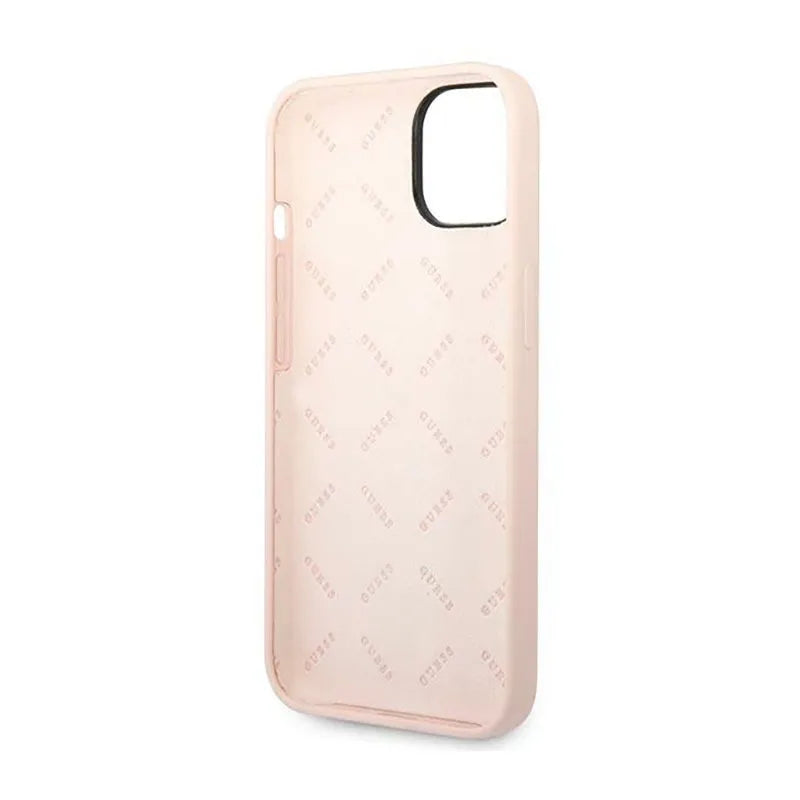 Guess Silicone Triangle Logo – dėklas iPhone 14 Plus telefonui (rožinis)