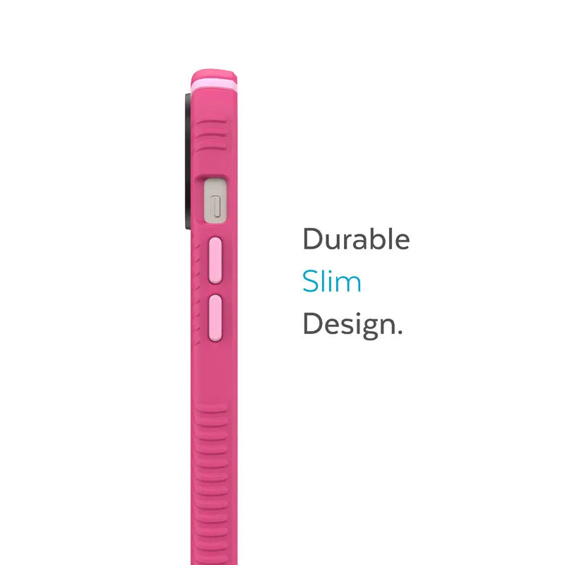 Speck Presidio2 Grip MagSafe – neslystantis iPhone 14 Plus dėklas (Digitalpink / Blossompink / White)