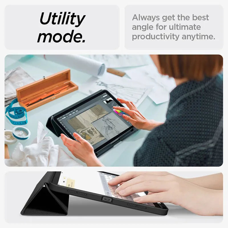 Spigen Urban Fit - Dėklas skirtas iPad Air 11" M3 (2025) / M2 (2024) / iPad Air 10.9" (5-4 karta) (2022-2020) (Juodas)