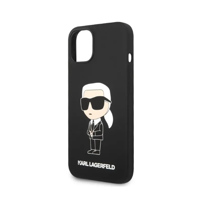 Karl Lagerfeld Silicone Ikonik MagSafe – iPhone 15 Plus / 14 Plus dėklas (juodas)