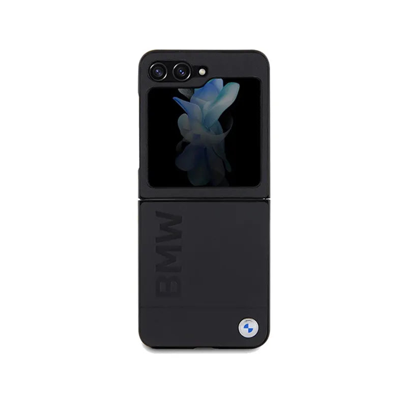BMW Leather Hot Stamp – dėklas Samsung Galaxy Z Flip 5 (juodas)