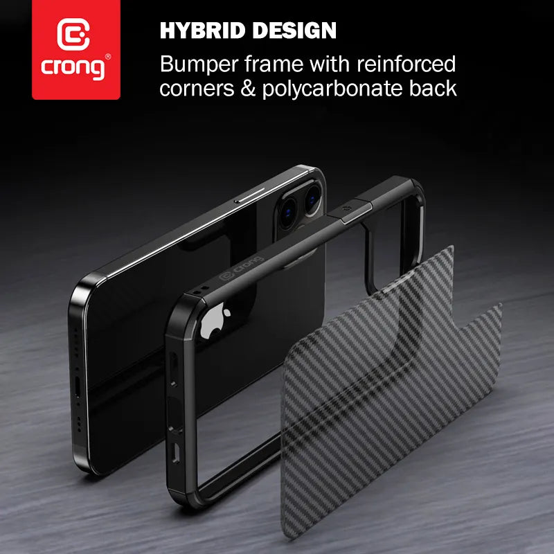Crong Hybrid Carbon – dėklas iPhone 12 Pro Max (juodas)