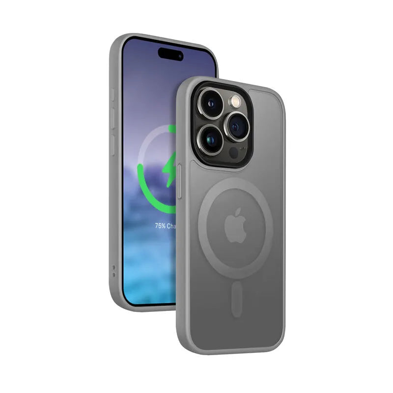 Crong Hybrid Frost MAG Cover - iPhone 15 Pro MagSafe dėklas (pilkas)