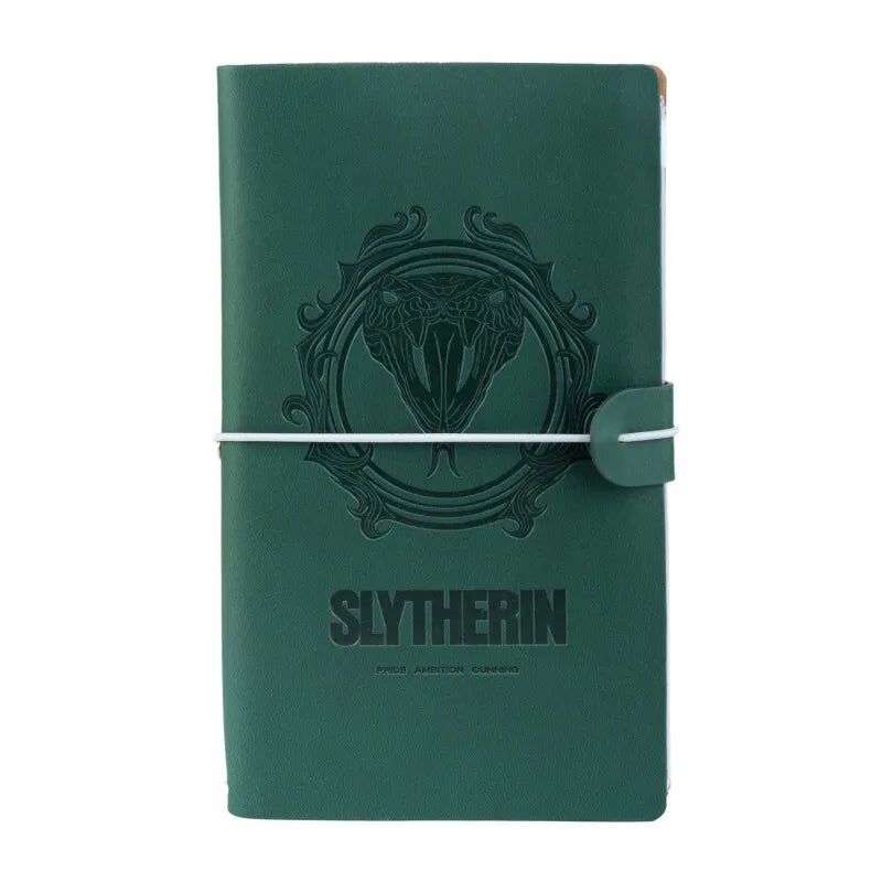 Harry Potter – Klastūnyno (Slytherin) odinė kelioninė užrašų knygelė 12x19,6 cm (žalia)