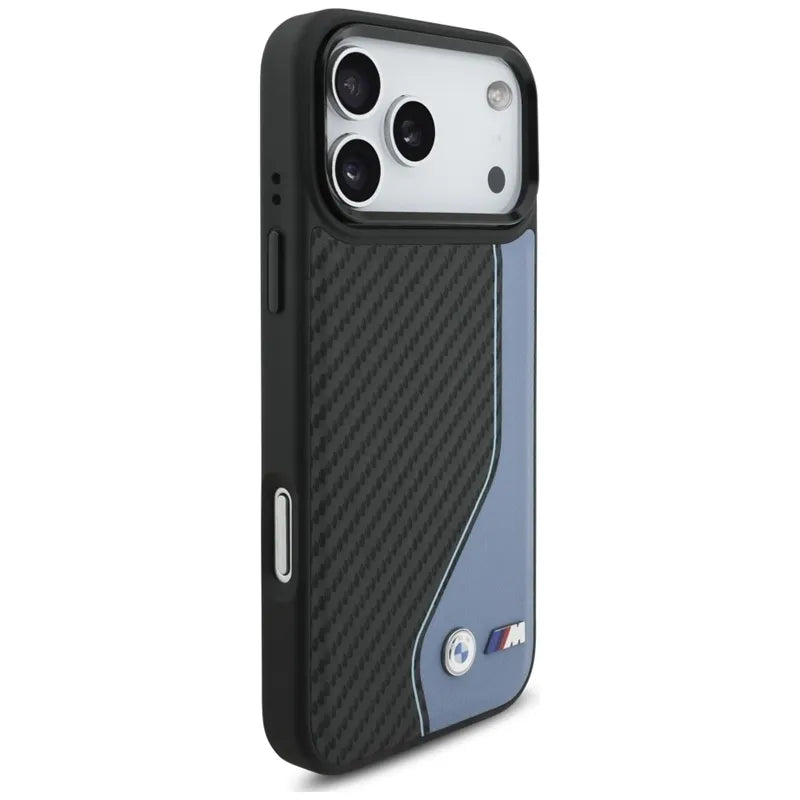 BMW M Carbon Logo MagSafe – dėklas iPhone 17 Pro Max (mėlynas)