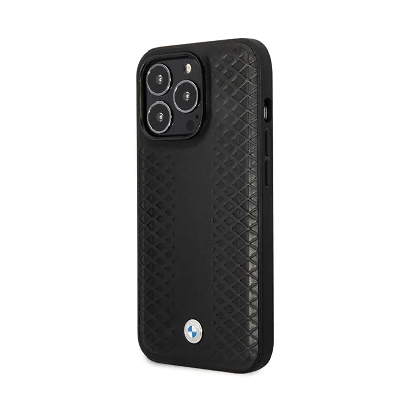 BMW Leather Diamond Pattern – dėklas „iPhone 14 Pro“ (juodas)