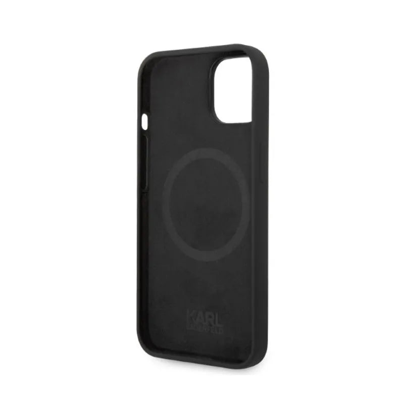 Karl Lagerfeld Silicone Ikonik MagSafe – iPhone 15 Plus / 14 Plus dėklas (juodas)