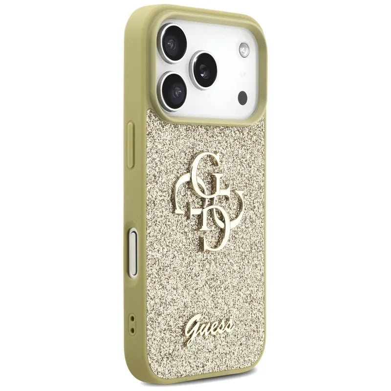 Guess Fixed Glitter Big 4G - Dėklas iPhone 17 Pro (auksinis)