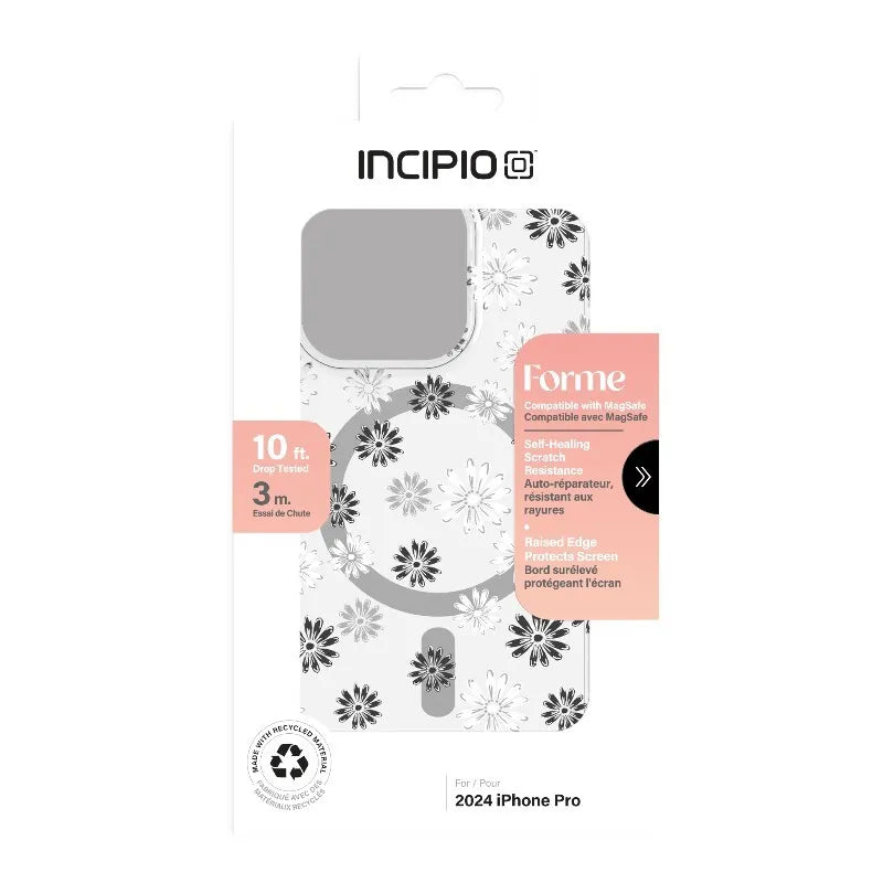 Incipio Forme MagSafe – dėklas iPhone 16 Pro (Ditzy Floral Silver)