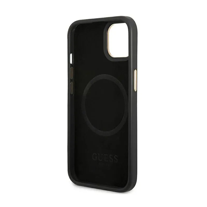 Guess 4G Logo Plate MagSafe - Dėklas iPhone 14 Plus telefonui (juodas)