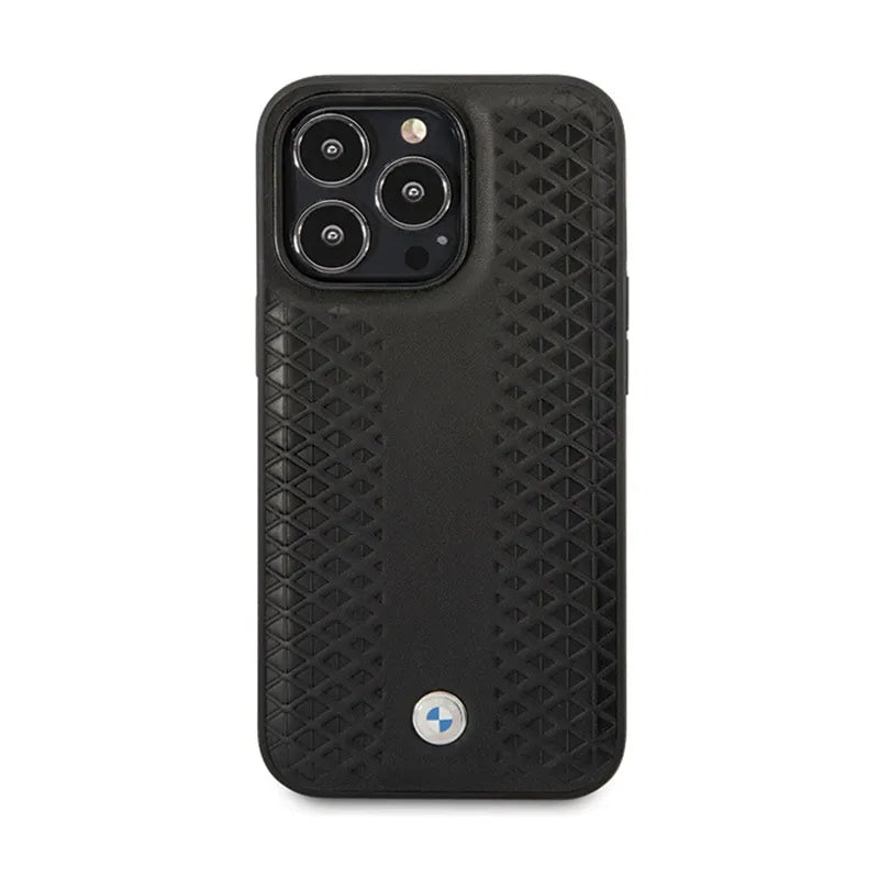 BMW Leather Diamond Pattern – dėklas „iPhone 14 Pro“ (juodas)