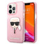 Karl Lagerfeld Karl’s Head Glitter – dėklas iPhone 13 Pro Max telefonui (rožinis)
