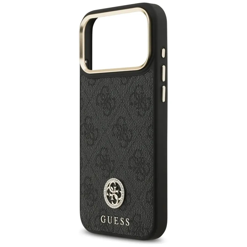 Guess 4G Strass Logo MagSafe – dėklas iPhone 17 Pro Max (juodas)