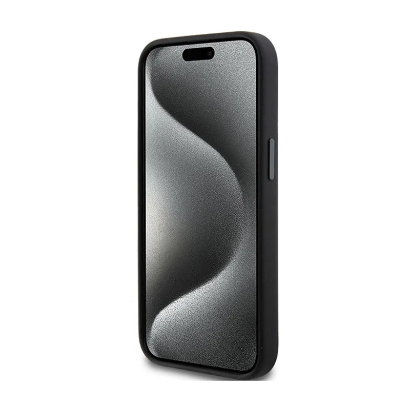 Karl Lagerfeld Silicone Choupette Metal Pin dėklas, skirtas iPhone 15 Plus (juodas)